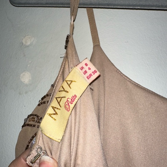 Maya Petite Tan Mini Dress Size 4 - Picture 4 of 7